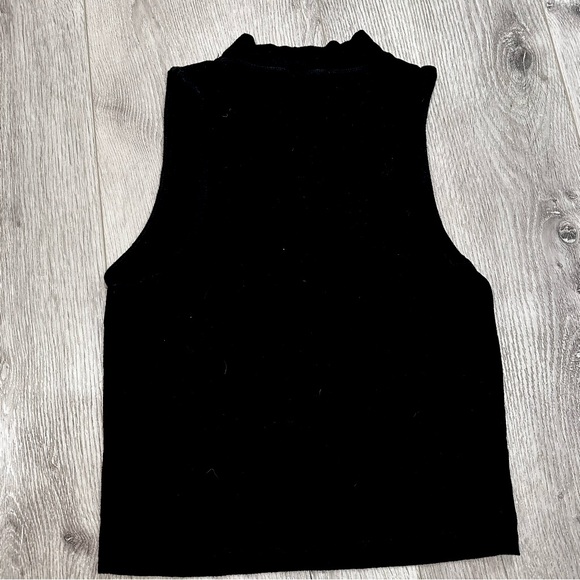 Brandy Melville Black Turtleneck Mock Neck Stretchy Tank Top - Picture 2 of 2